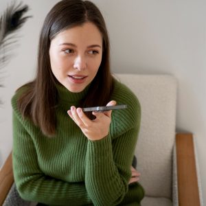 woman using voice search